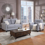 Modern Living Room Sofa Set Linen Upholstered Couch Furniture for Home or Office ,Light Grey-Blue,(1+2 Seat,Old Sku:SG000365AAA) Home Elegance USA