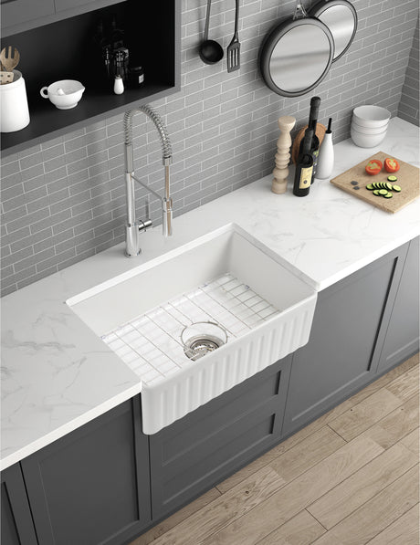 Fire clay Kitchen Sink Farmhouse Ceramic Sink 33 x 18 Inch For Kitchen,With Single Sink