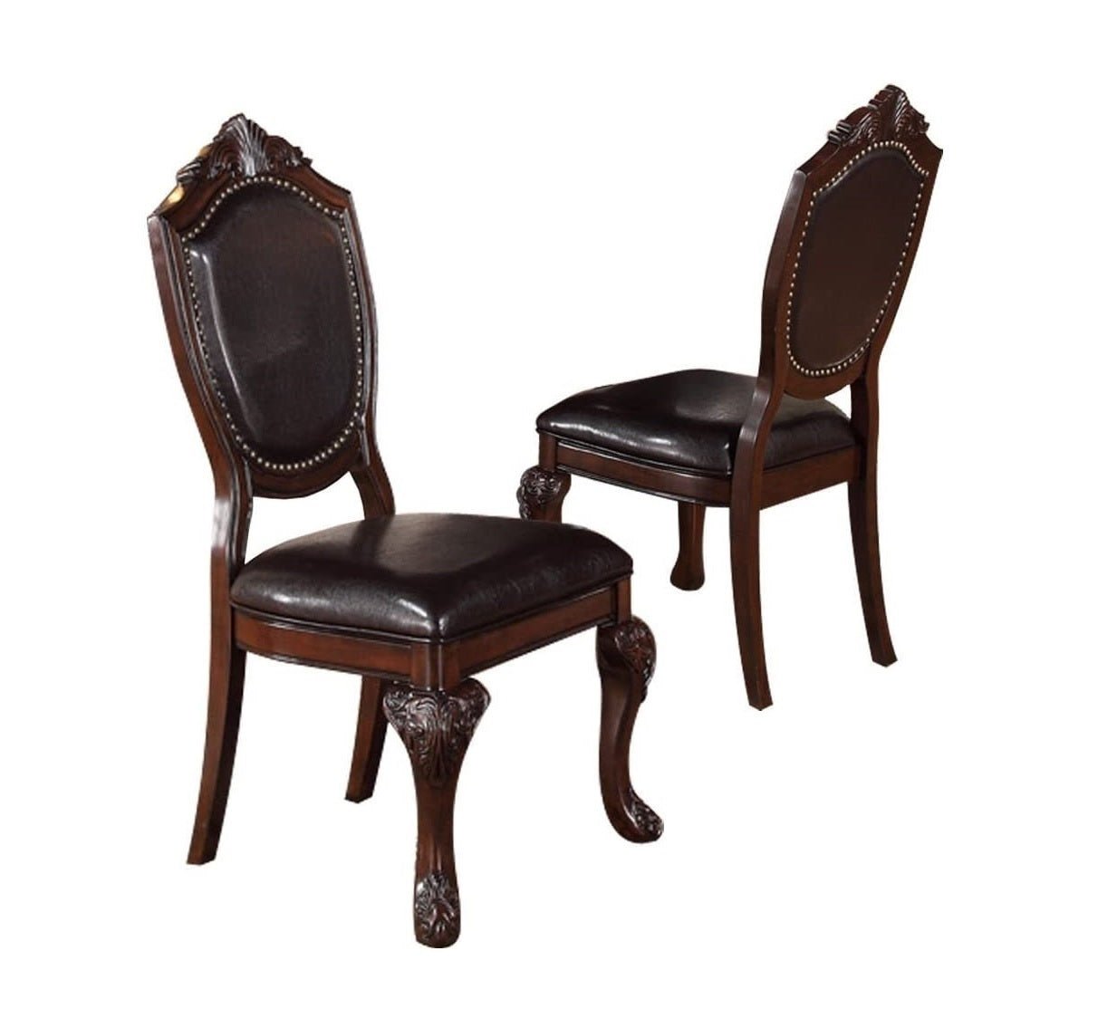 Formal Dining Room Table w Leaf 2x Arm Chairs And 6x Side Chairs Brown 9pc Set Dining Table Double Pedestal Base Royal Rectangle Table - Home Elegance USA