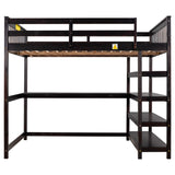 Full Size Loft Bed with Storage Shelves and Under-bed Desk, Espresso(OLD SKU:SM000246AAP-1) - Home Elegance USA