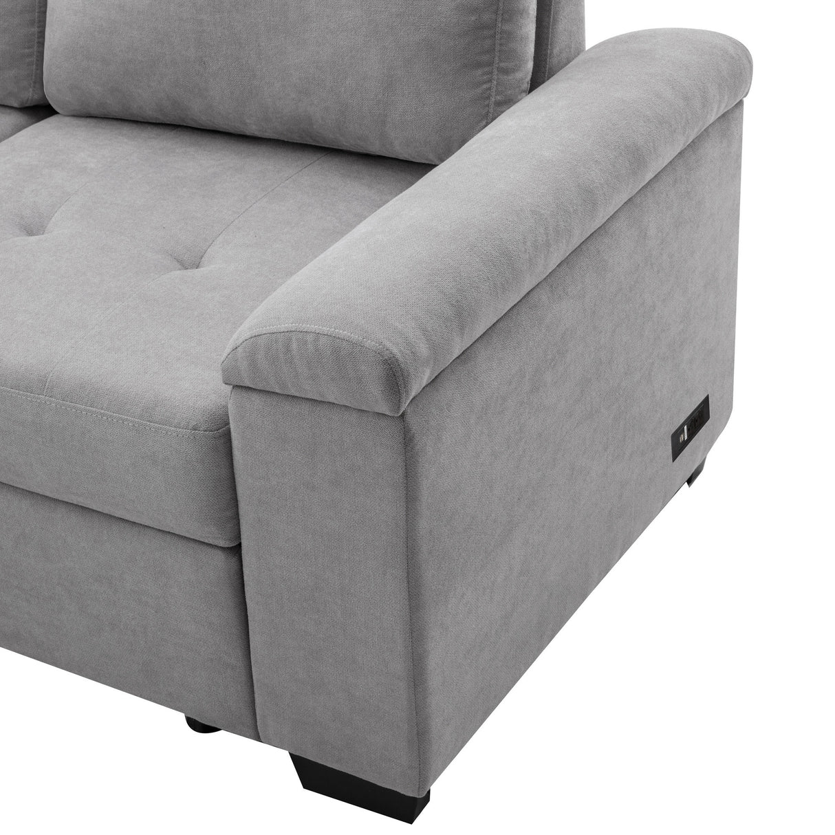 Sleeper Sectional Sofa, L-Shape Corner Couch Sofa-Bed with Storage Ottoman & Hidden Arm Storage & USB Charge  for Living Room Apartment, Gray - Home Elegance USA
