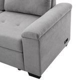 Sleeper Sectional Sofa, L-Shape Corner Couch Sofa-Bed with Storage Ottoman & Hidden Arm Storage & USB Charge  for Living Room Apartment, Gray - Home Elegance USA