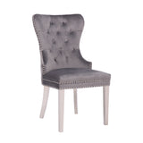 Simba Stainless Steel 2 Piece Chair Finish with Velvet Fabric in Dark Gray - Home Elegance USA