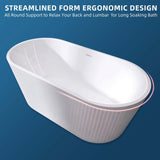 51" Acrylic Free Standing Tub - Classic Oval Shape Soaking Tub, Adjustable Freestanding Bathtub with Integrated Slotted Overflow and Chrome Pop - up Drain Anti - clogging Gloss White - W99564644 - image - 7