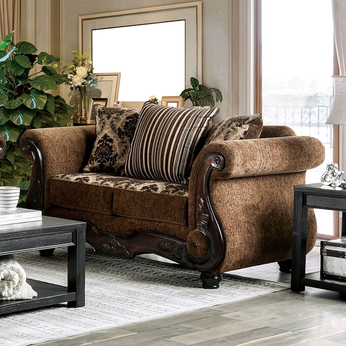 Tilde - Sofa & Loveseat - Brown / Dark Walnut - Home Elegance USA