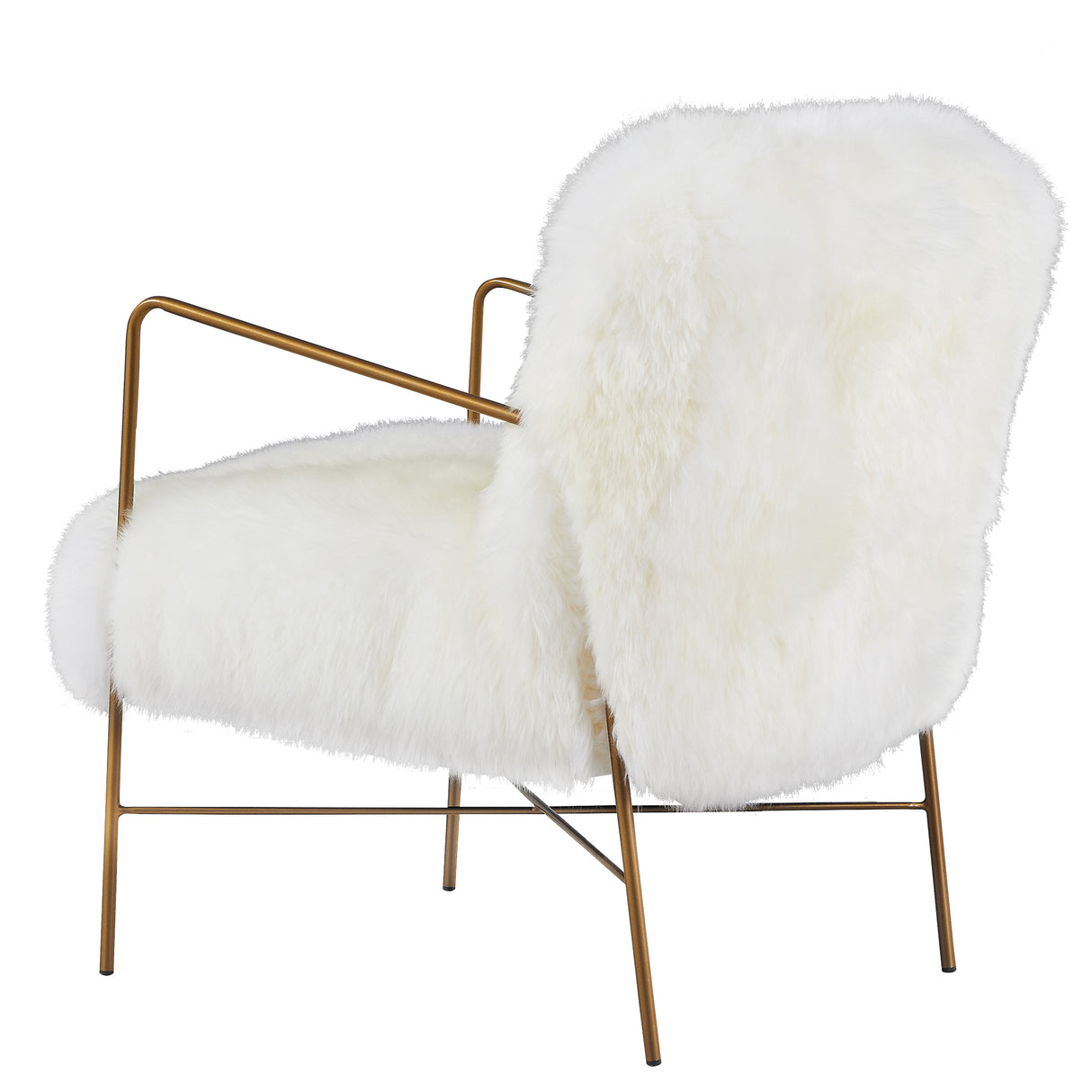 Long Wool Sheepskin-White Chair - Home Elegance USA
