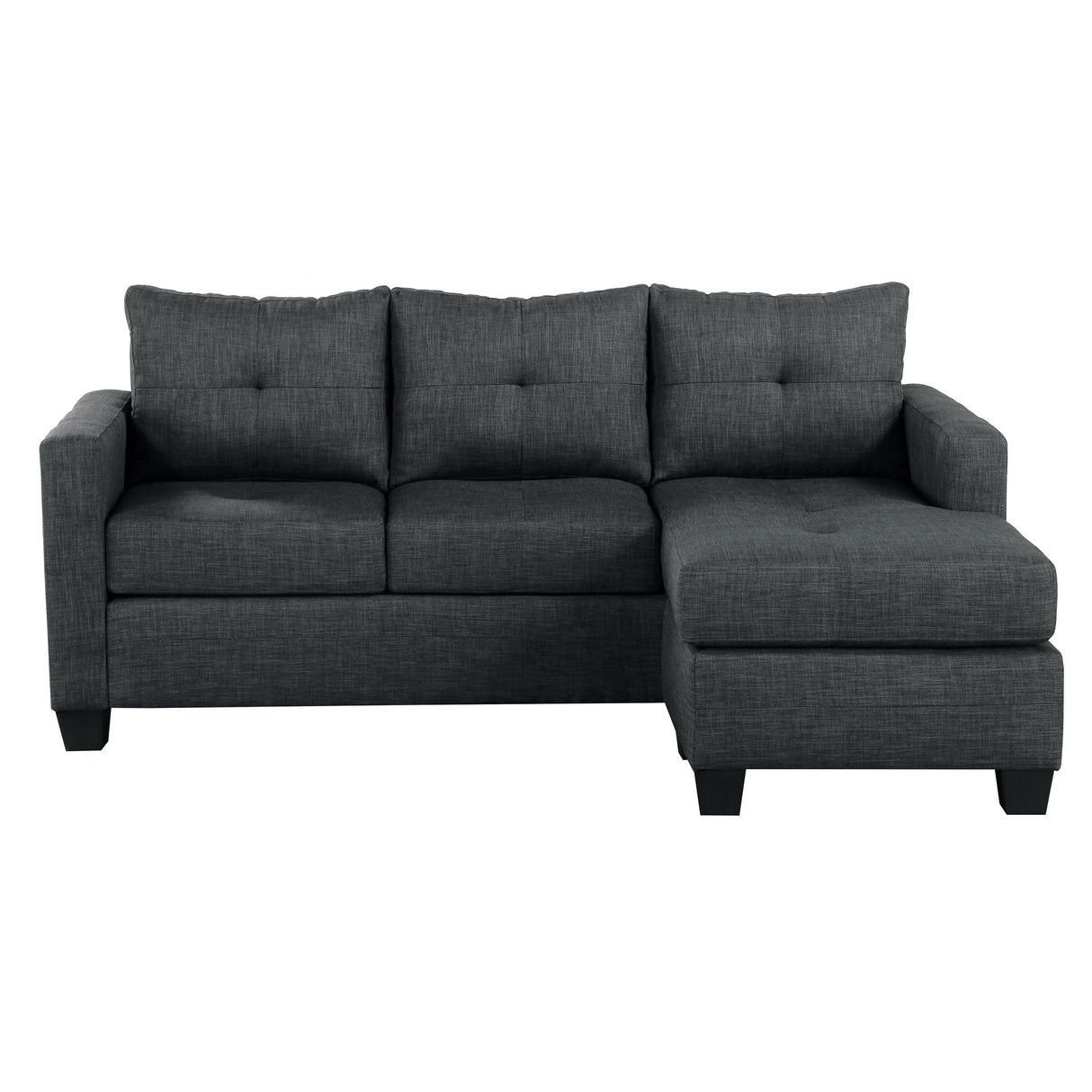 Unique Style Dark Gray Color 1pc Reversible Sofa Chaise Lenin-Like Fabric Upholstered Track Arms Tufted Sectional Sofa - Home Elegance USA