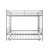 Twin Over Twin Metal Bunk Bed with Trundle Heavy Duty Twin Size Metal Bunk Beds Frame with 2 Side Ladders Convertible Bunkbed with Safety Guard Rails,No Box Spring Needed (Black/Silver)