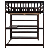 Full Size Loft Bed with Storage Shelves and Under-bed Desk, Espresso(OLD SKU:SM000246AAP-1) - Home Elegance USA