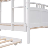 Twin-Over-Twin Bunk Bed with Twin size Trundle , Separable Bunk Bed for Bedroom - White - Home Elegance USA