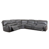 Saul - Sectional Sofa - Gray Leather-Aire - Home Elegance USA