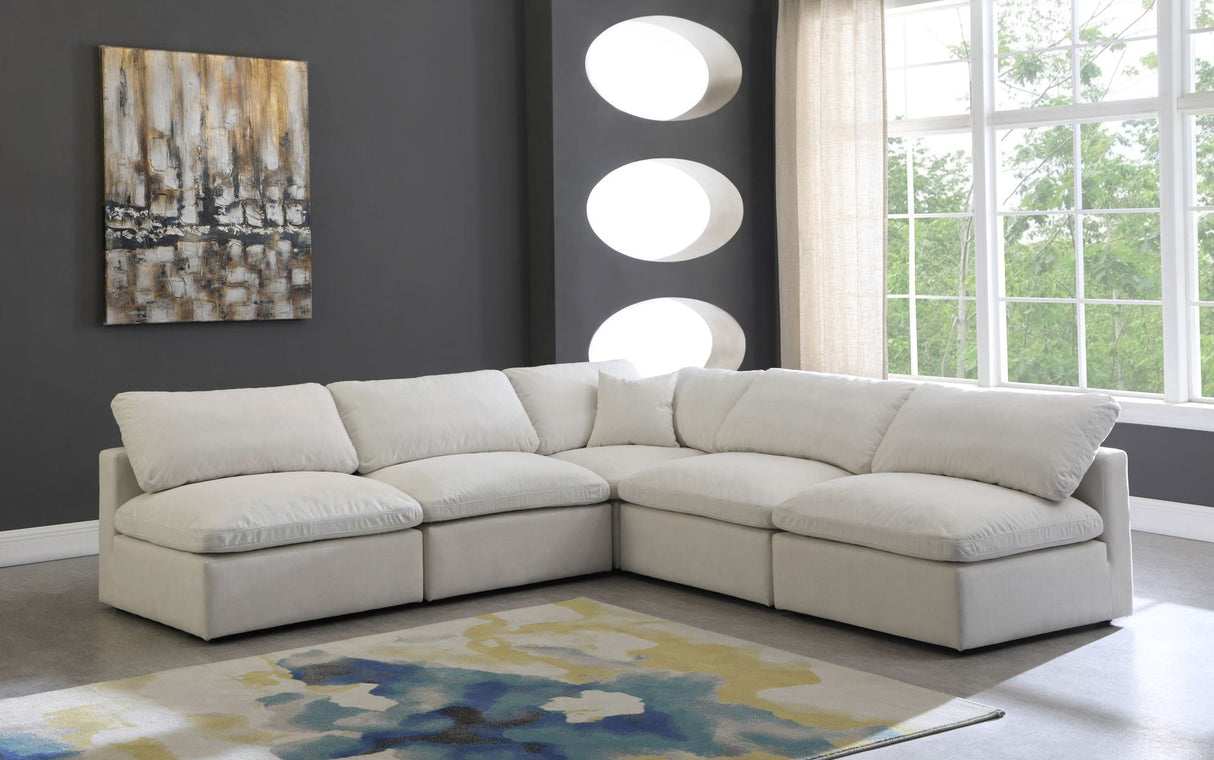 Plush - Cloud 5 Piece Modular Sectional - Cream - Fabric - Home Elegance USA