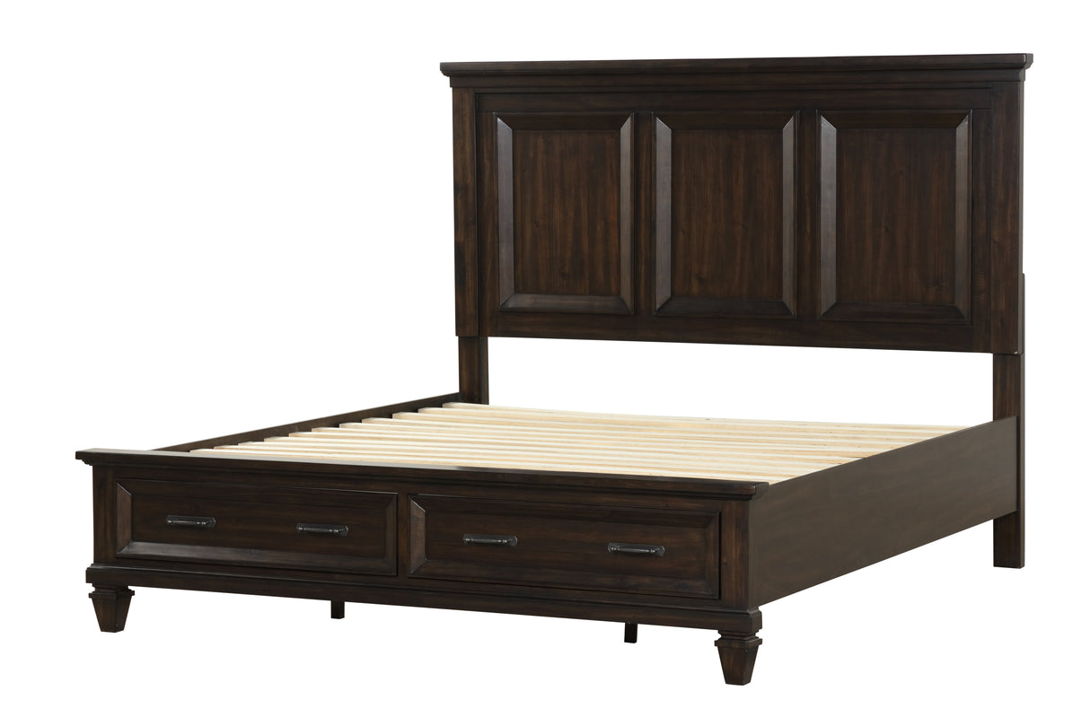 Hamilton King Size Storage Bed in Walnut made with Engineered Wood - Home Elegance USA