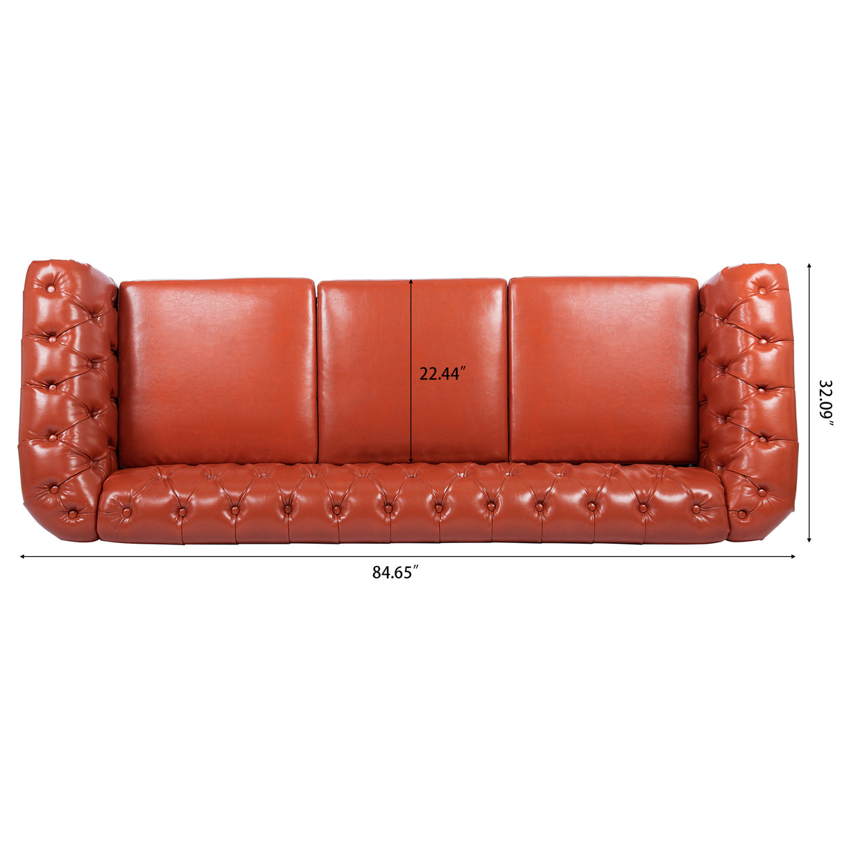 84.65" Rolled Arm Chesterfield 3 Seater Sofa - W68056682 - image - 12