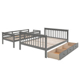 Stairway Twin-Over-Full Bunk Bed with Drawer, Storage and Guard Rail for Bedroom, Dorm, for Adults, Gray color(Old SKU: LP000219AAE) Home Elegance USA