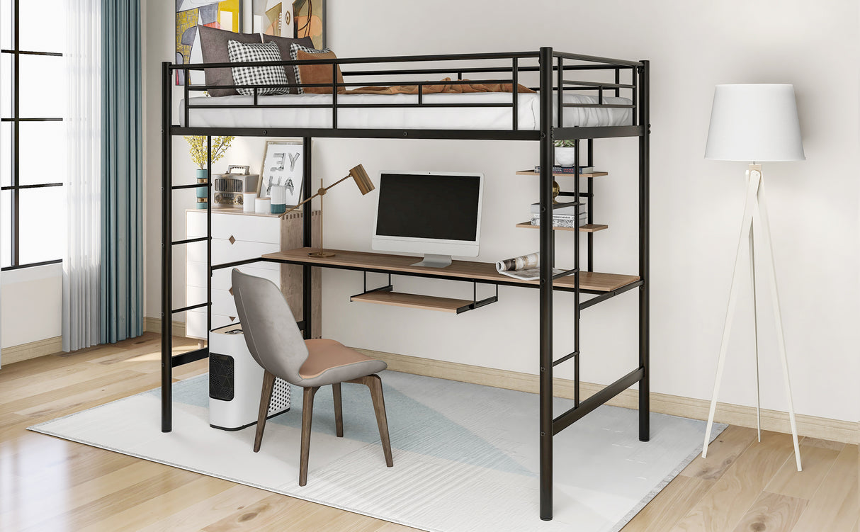 Loft Bed with Desk and Shelf , Space Saving Design,Twin（OLD SKU:MF193081AAB） - Home Elegance USA