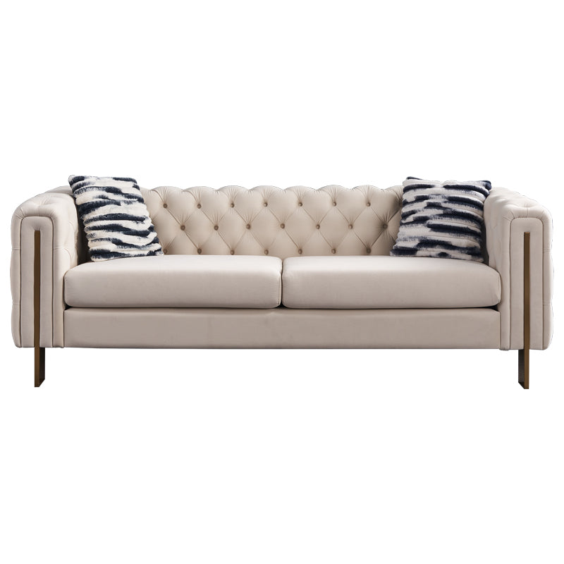 Modern velvet sofa CREAM color - Home Elegance USA