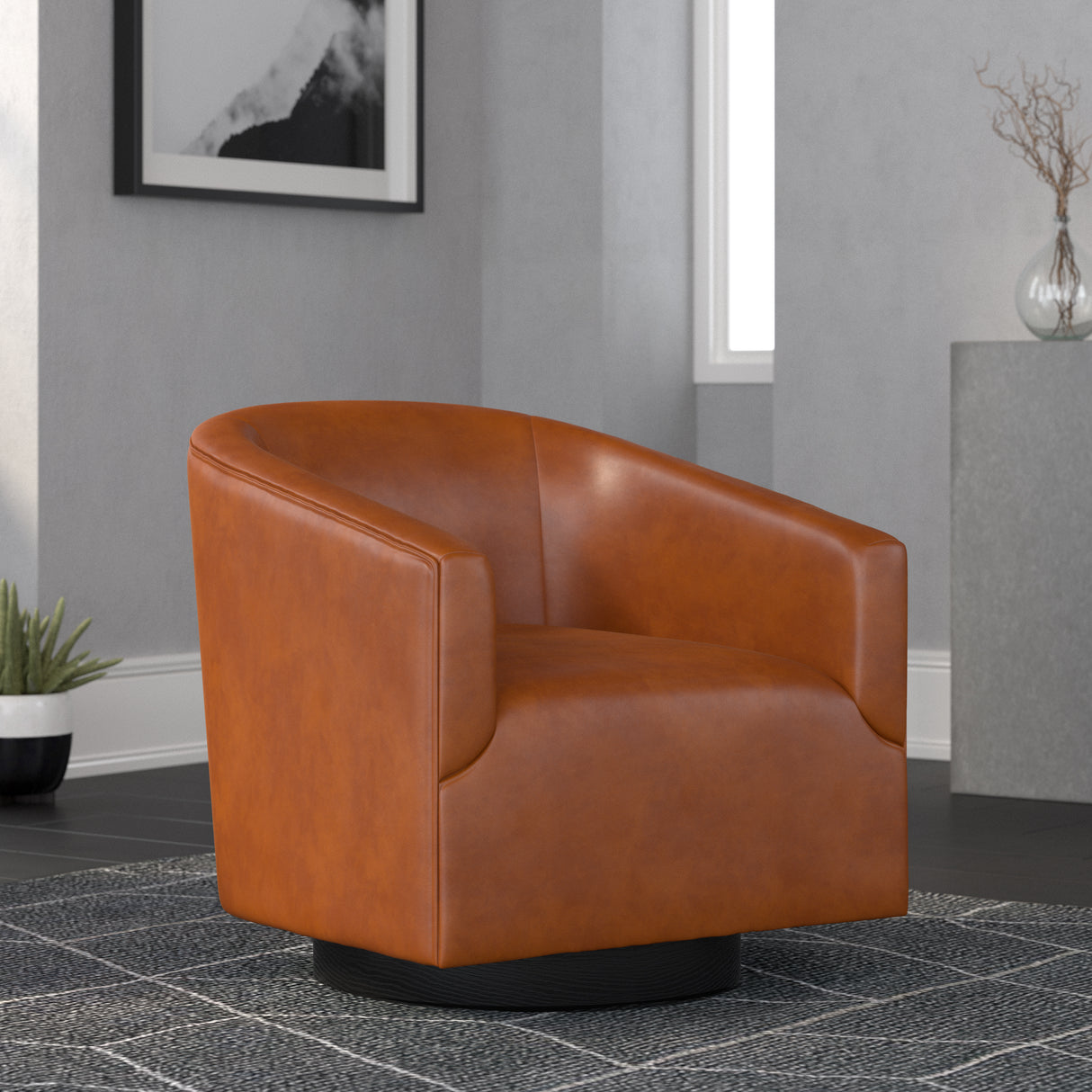 Garland Caramel Wood Base Swivel Chair - Home Elegance USA