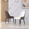 Dining Chair with PU Leather White solid wood metal legs (Set of 2)