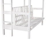 Twin over Full Bunk Bed,Down Bed can be Converted into Daybed,White - Home Elegance USA