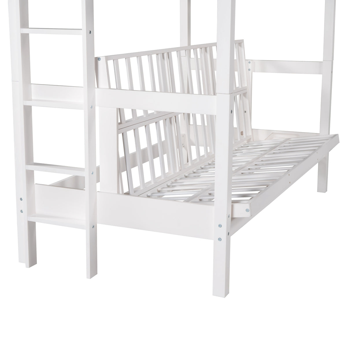 Twin over Full Bunk Bed,Down Bed can be Converted into Daybed,White - Home Elegance USA