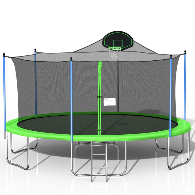 16FT TRAMPOLINE(GREEN) WITH BACKBOARD - W285S00377 - image - 1