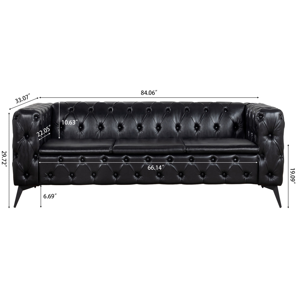 84.06 Inch Width Traditional Square Arm removable cushion 3 seater Sofa - W68041369 - image - 11