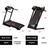Folding Treadmills for Home - 3.5HP Portable Foldable with Incline, Electric Treadmill for Running Walking Jogging Exercise with 12 Preset Programs, Indoor Workout Training Space Save Apartment,APP