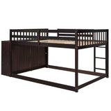 Full over Full Bunk Bed with 4 Drawers and 3 Shelves-Espresso - Home Elegance USA