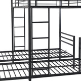 Full over Twin&Twin Size Bunk Bed with Built-in Shelf, Black - Home Elegance USA