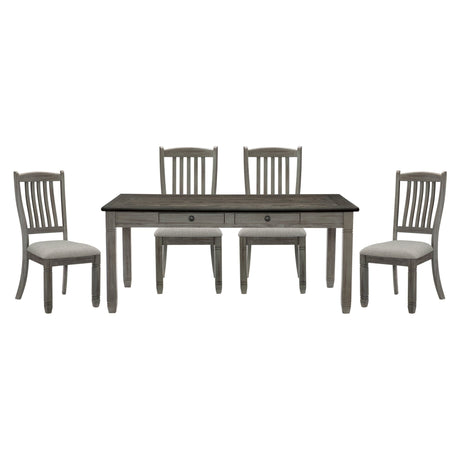 Casual Dining Two-Tone Finish Dining Table of 6 Drawers Rectangular Shape Wooden Furniture - Home Elegance USA