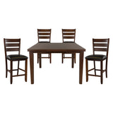 Contemporary Dining 5pc Set Counter Height Table w Self-Storing Extension Leaf and 4x Counter Height Chairs Dark Oak Finish Dining Room Furniture - Home Elegance USA