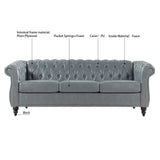 84.65" Rolled Arm Chesterfield 3 Seater Sofa. - W68061169 - image - 10