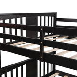 Full over Full Bunk Bed with Drawers and Ladder for Bedroom, Guest Room Furniture-Espresso(OLD SKU :LP000205AAP) - Home Elegance USA