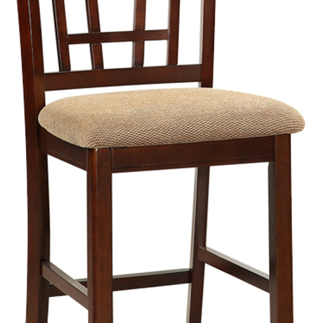 Contemporary Dining Room Counter height 5pc Dining Set Round Table w Leaf & 4x Side Chairs Dark Rosy Brown Finish Solid wood - Home Elegance USA