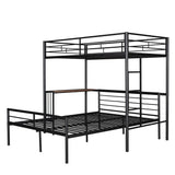 Twin Over Full Metal Bunk Bed with Desk, Ladder and Quality Slats for Bedroom, Metallic Black（OLD SKU :LP000092AAB） - Home Elegance USA