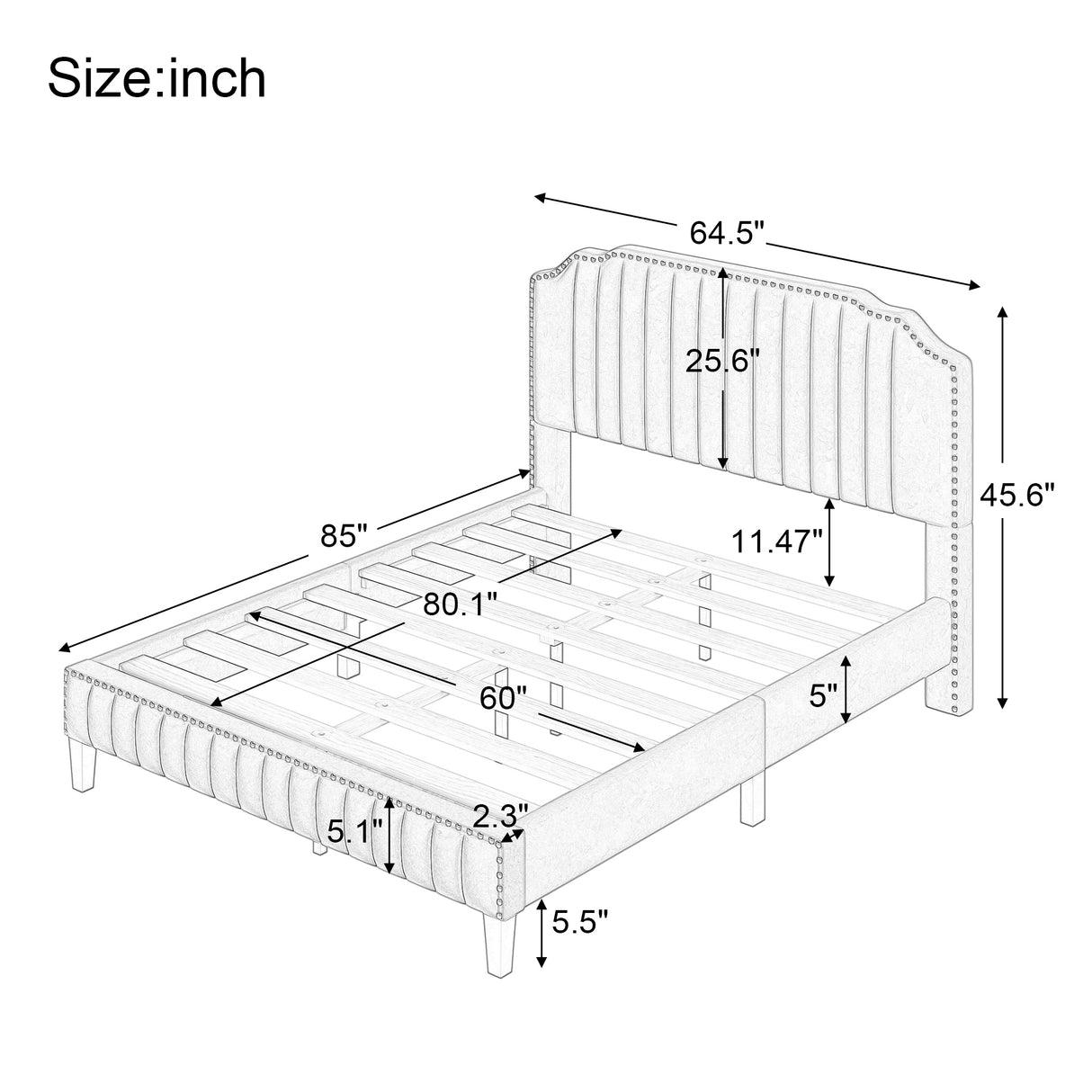 3 Pieces Bedroom Set Modern Linen Curved Upholstered Beige Platform Queen Bed with Two Black Cherry Nightstands - Home Elegance USA
