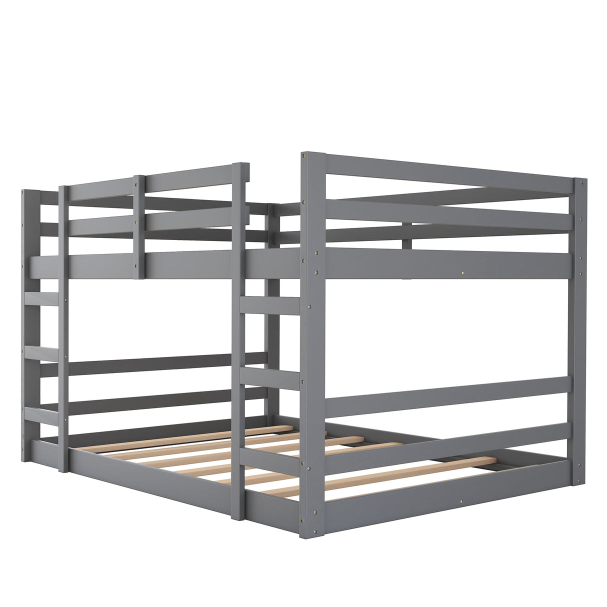 Full Over Full Bunk Bed with Ladder, Gray（OLD SKU：WF282788AAE） - Home Elegance USA