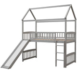 Twin Loft Bed with Slide, House Bed with Slide,White(OLD SKU :LT000212AAE) - Home Elegance USA