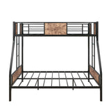 Twin Over Full Metal Bunk Bed, Heavy Duty Metal Bed Frame with Safety Rail , 2 Side Ladders & Decorative Wood ,No Box Spring Needed - Home Elegance USA