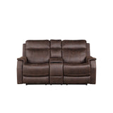 Tailored Power Console Loveseat - Nubuck-Like Leatherette, Power Headrest, Power Footrest - Contemporary Silhouette, Hidden Storage, USB Charging Home Elegance USA