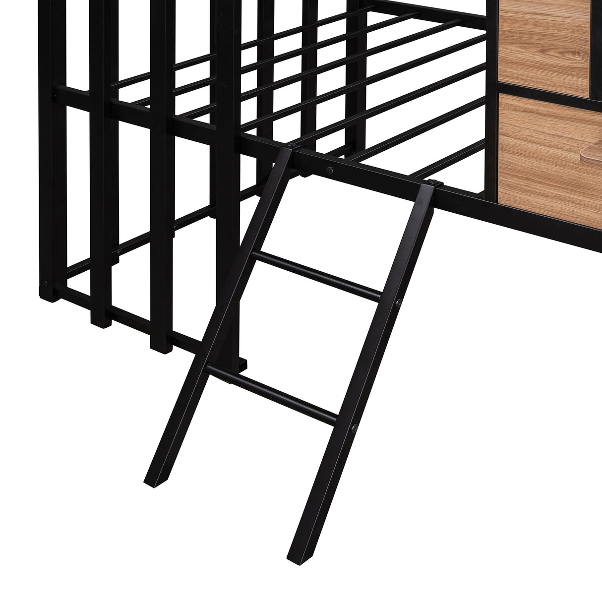 Metal Twin size Loft Bed with Roof, Window, Guardrail, Ladder Black