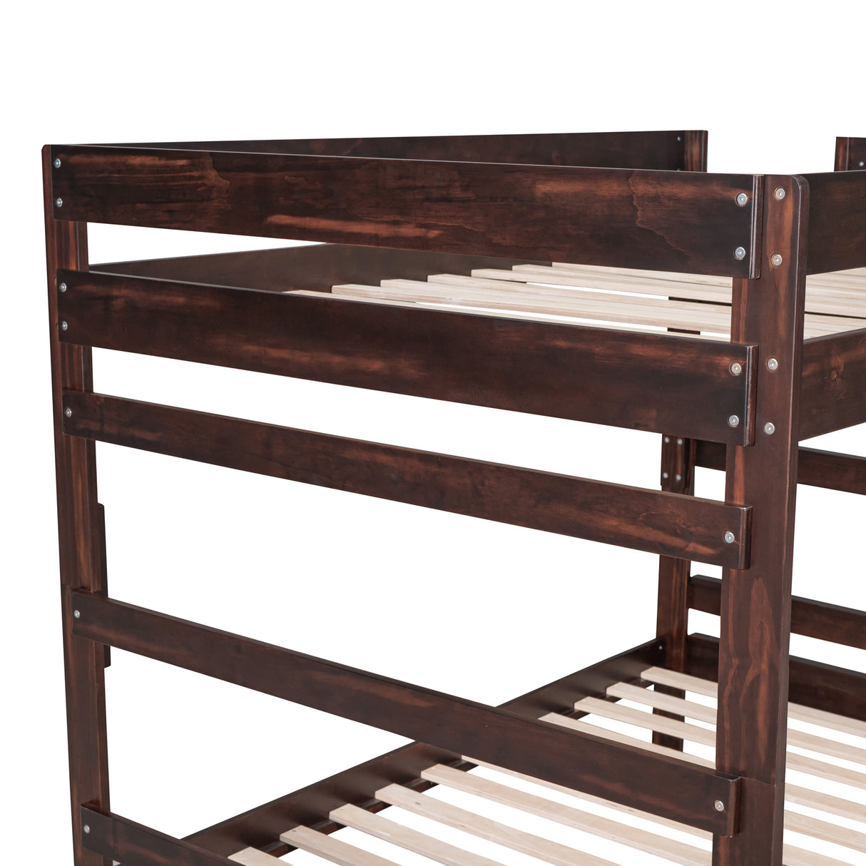 Full over Full Wood Bunk Bed with 2 Drawers, Espresso - Home Elegance USA