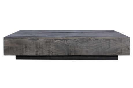 Charcoal Finish Solid Wood Low Profile Rough Coffee Table Home Elegance USA