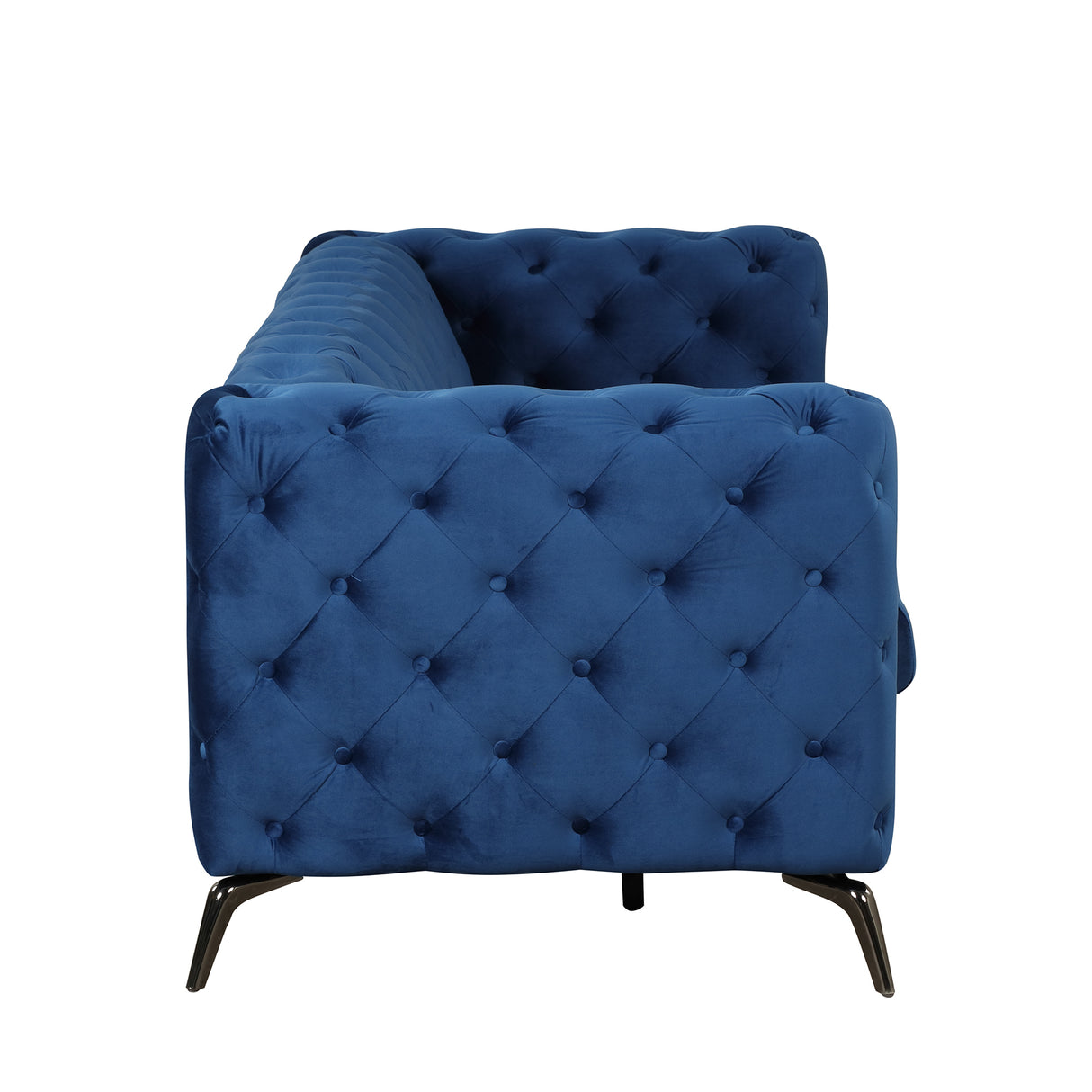 85.5" Velvet Upholstered Sofa with Sturdy Metal Legs,Modern Sofa Couch with Button Tufted Back, 3 Seater Sofa Couch for Living Room,Apartment,Home Office,Blue - SG000603AAC - image - 9