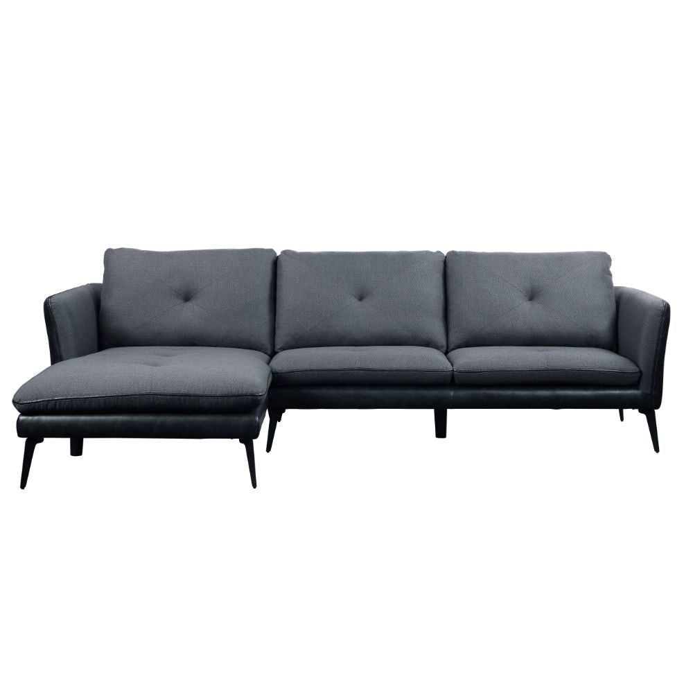 Harun - Sectional Sofa - Gray Fabric & PU - Home Elegance USA