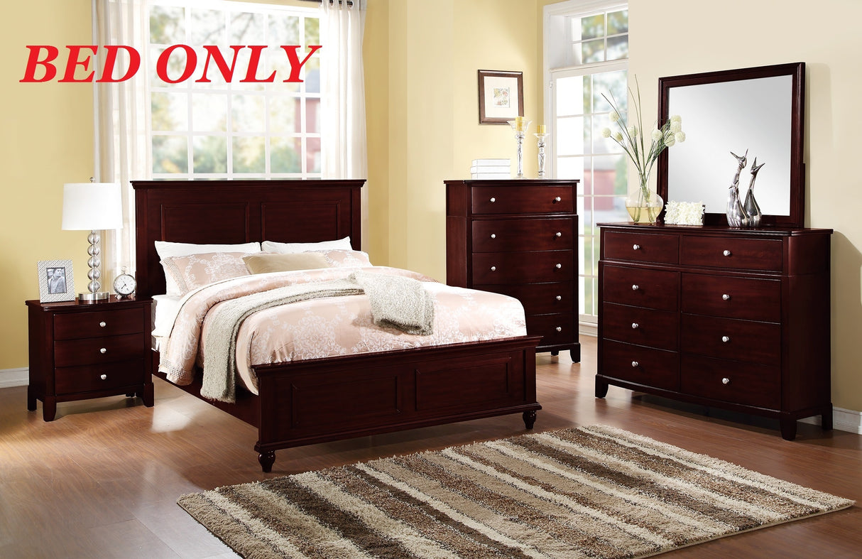 Queen Size Bed Brown Finish Plywood Particle Board 1pc Bed Bedroom Bed Bedroom Furniture - Home Elegance USA