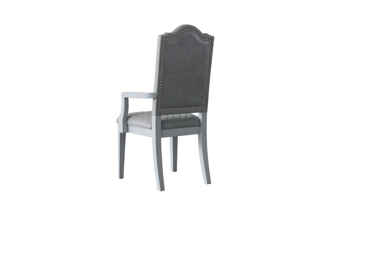 ACME House Marchese Arm Chair, Two Tone Gray Fabric & Pearl Gray Finish 68863 - Home Elegance USA
