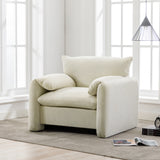 Modern Style Chenille Oversized Armchair Accent Chair Single Sofa Lounge Chair 38.6'' W for Living Room, Bedroom,Cream - Home Elegance USA