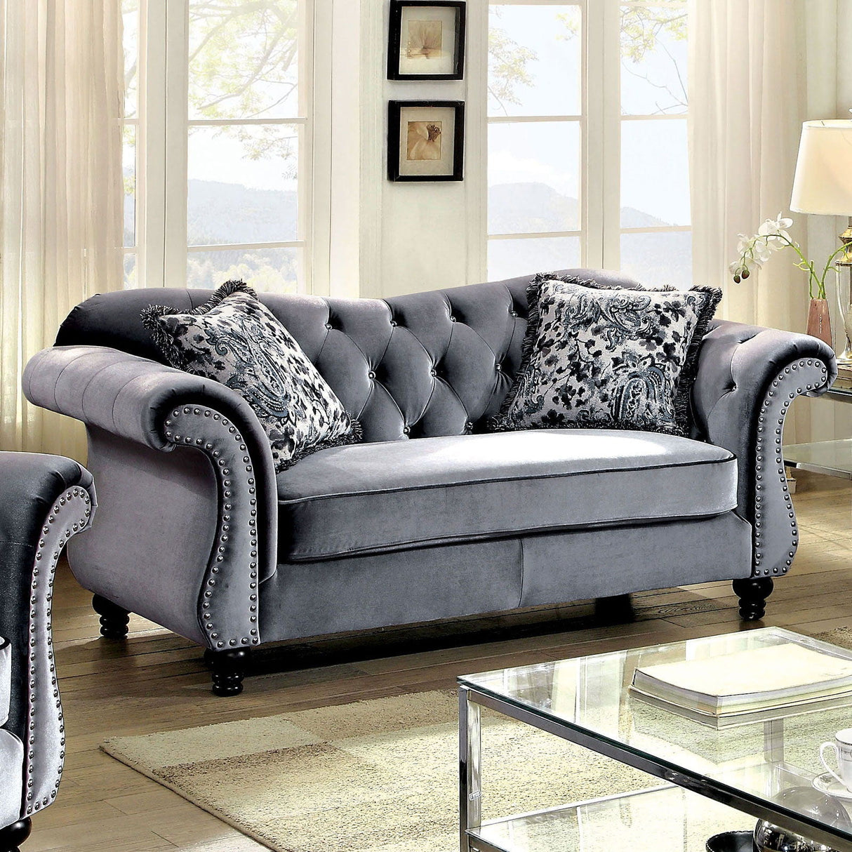 Jolanda - Sofa & Loveseat - Gray - Home Elegance USA